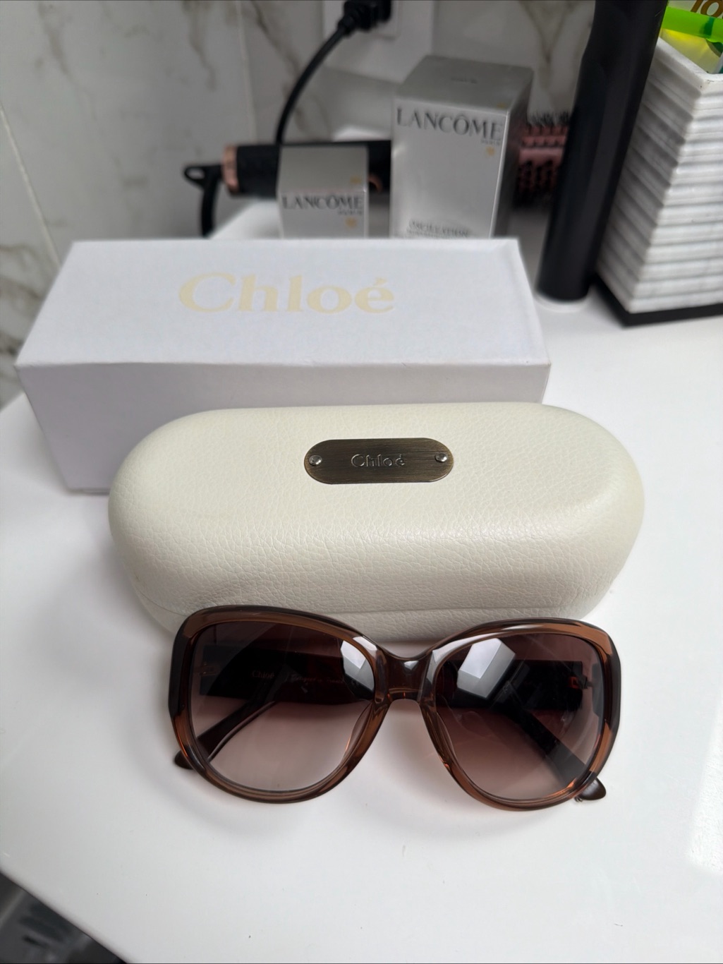 Chlo Brown Gradient Oversized Sunglasses